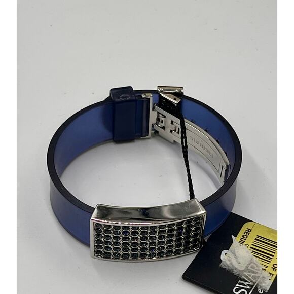 Swarovski Stainless Steel Blue Crystal Rubber Jelly Adjustable Bracelet new - Picture 2 of 8